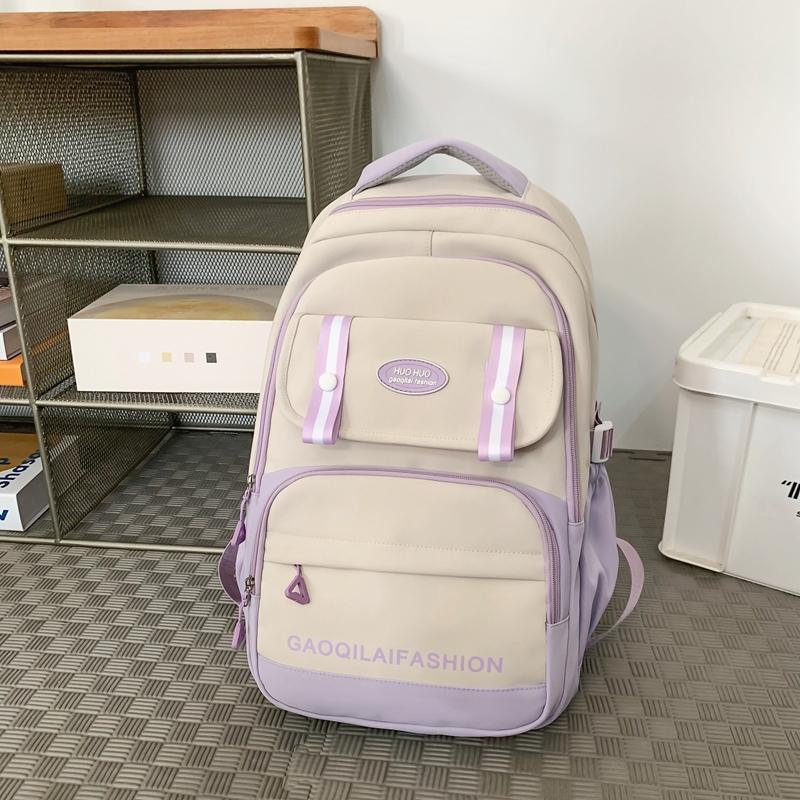 Contrast Color Student Schoolbag Women Large Capacity Backpack Men Computer Backpack