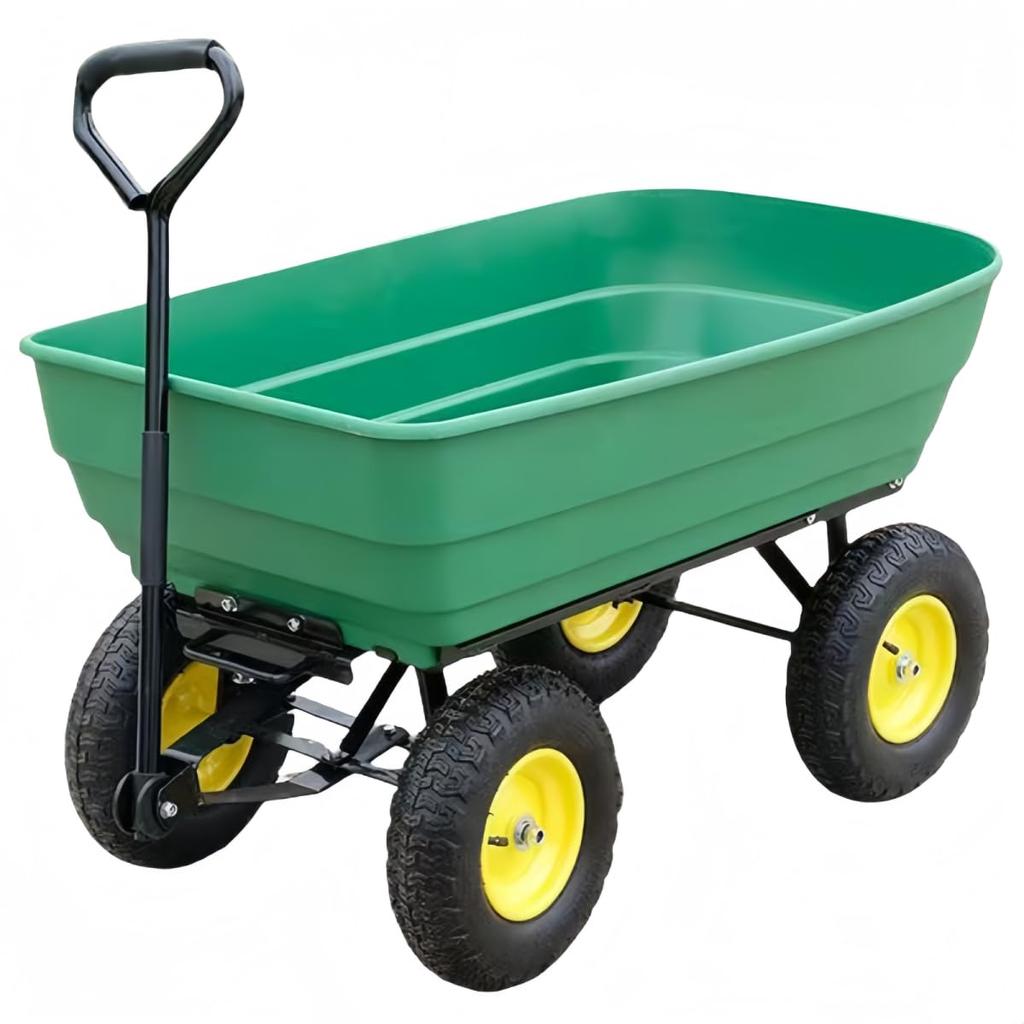 PANCY Dump Cart Garden Cart 8 Inch Pneumatic Tire Large Tire Dump Function 75L Garden Carry Garden Cart Garden Wagon Maximum Load 100kg Rear Car