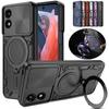 Armor Case for Motorola Moto Edge 50 Pro 40 30 20 Neo Pro Lite G84 G54 G14 Magnetic Rotat Camera Slide Protector Ring 360 Stand Cover