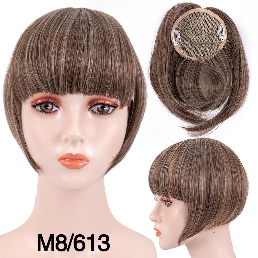 Fringe Bangs Synthetic Hair Extensions Clip In Bangs 6 Inch Short Straight Hairpiece Front Neat Bang Two Side Blonde