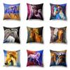 Watercolor Oil Painting Horse Pillowcase Car Lumbar Pillow Cushion Sofa Toon
