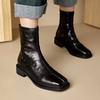 Fashion NEW Autumn Boots Women Split Leather Shoes for Women Square Toe Chunky Heel Shoes Casual Zipper Modern Boots Winter Black Boots