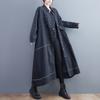Woman Loose Fit Oversized Denim Windbreaker Long Denim Trench Coat