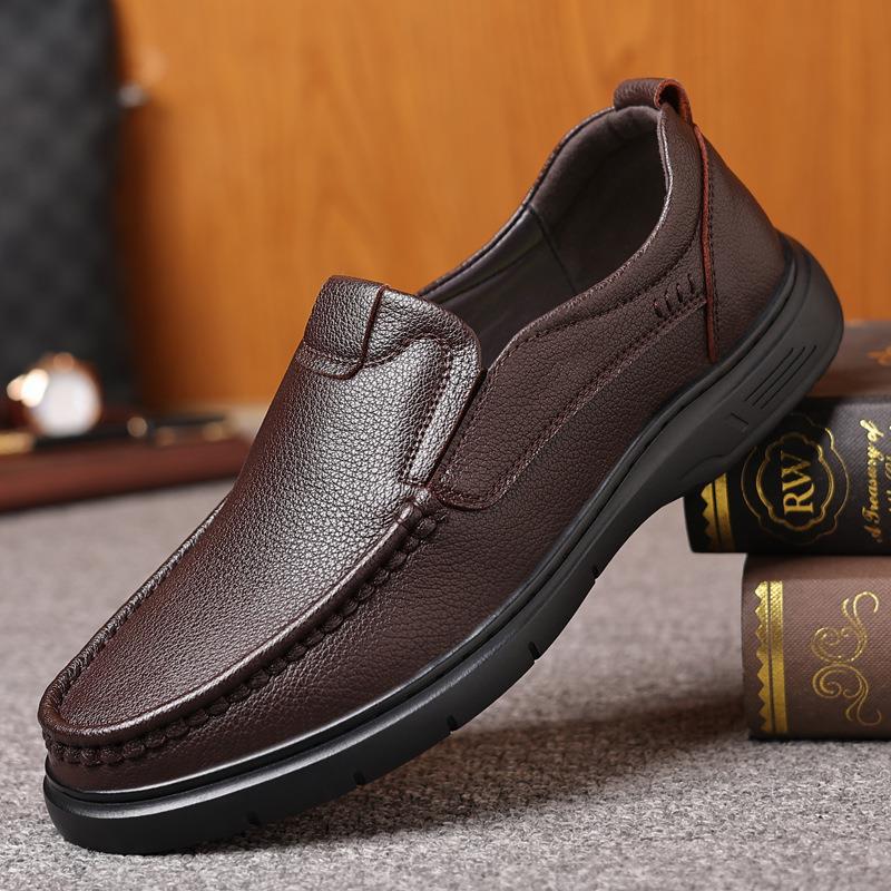 Soft Leather Soft Sole Men's Business Casual Leather Shoes Men's Fashion Breathable Shoes Hundred Towers One Pedal Foot Cover Casual Single Leather S
