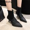 Fashion 2024 New Autumn Winter Women Ankle Boots Fashion Slip On Shoes Thin High Heel Women's Morder Short Booties