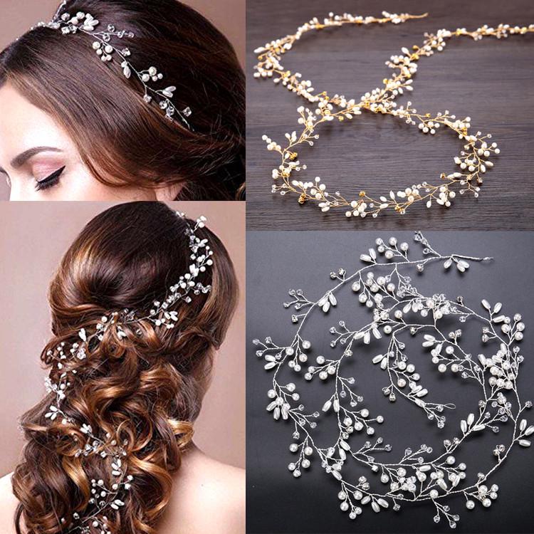 Fake Pearl Crystal Wedding Hair Vine Crystal Bridal Accessories Diamante Headband New ADM