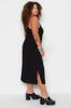 Women's Style Plus Size Black Shift Thin Strap Woven Plus Size Dress