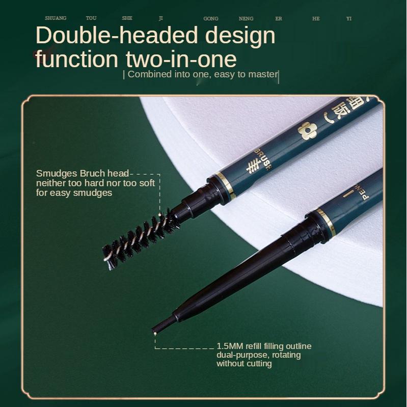 Double Head Eyebrow Pencil Waterproof Natural Three-dimensional Smooth Triangle Eyebrow Pencil Does Not Remove Makeup Lasting Women Makeup Cosmetics