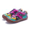 Handmade Retro Printed Genuine Leather Lace Up Comfortable Soft Soled Women's Flat Shoes