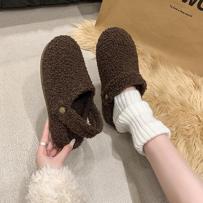 Fur Warm Women Cotton Slippers Short Plush Warm Casual Flats 2025 Trend Walking Cozy Home Winter Snow Shoes Zapatos De Mujer