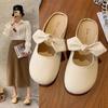 Fashion Soft Bottom Baotou Slippers Summer New Round Head Bow Bow A Slip-on Half Support Single Shoes