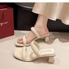 High-heeled Open-toed Cool Slippers Women's Summer Wear Shows Leg Length 2025 New High-end Super-hot Thick-heeled Fairy Sandals