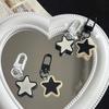 Cute Simple Black White Stars Keyring Y2K Vintage Pentagram Keychain Bag Pendant Decorations Girls Boys Gifts