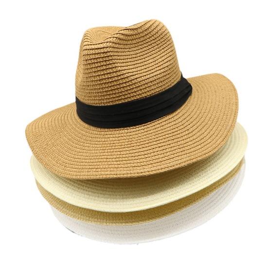 Beach Sun Straw Hat for Women Wide Brim Sun Protection Woven Hat Summer Foldable Packable Roll Up Cap for Travel