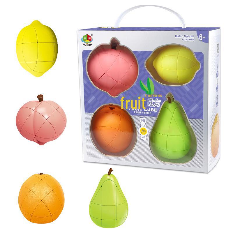 Panxin Fruit Puzzle Cube: Unique Orange, Peach, Pear, Lemon Shapes for Children's Creative Early Learning.