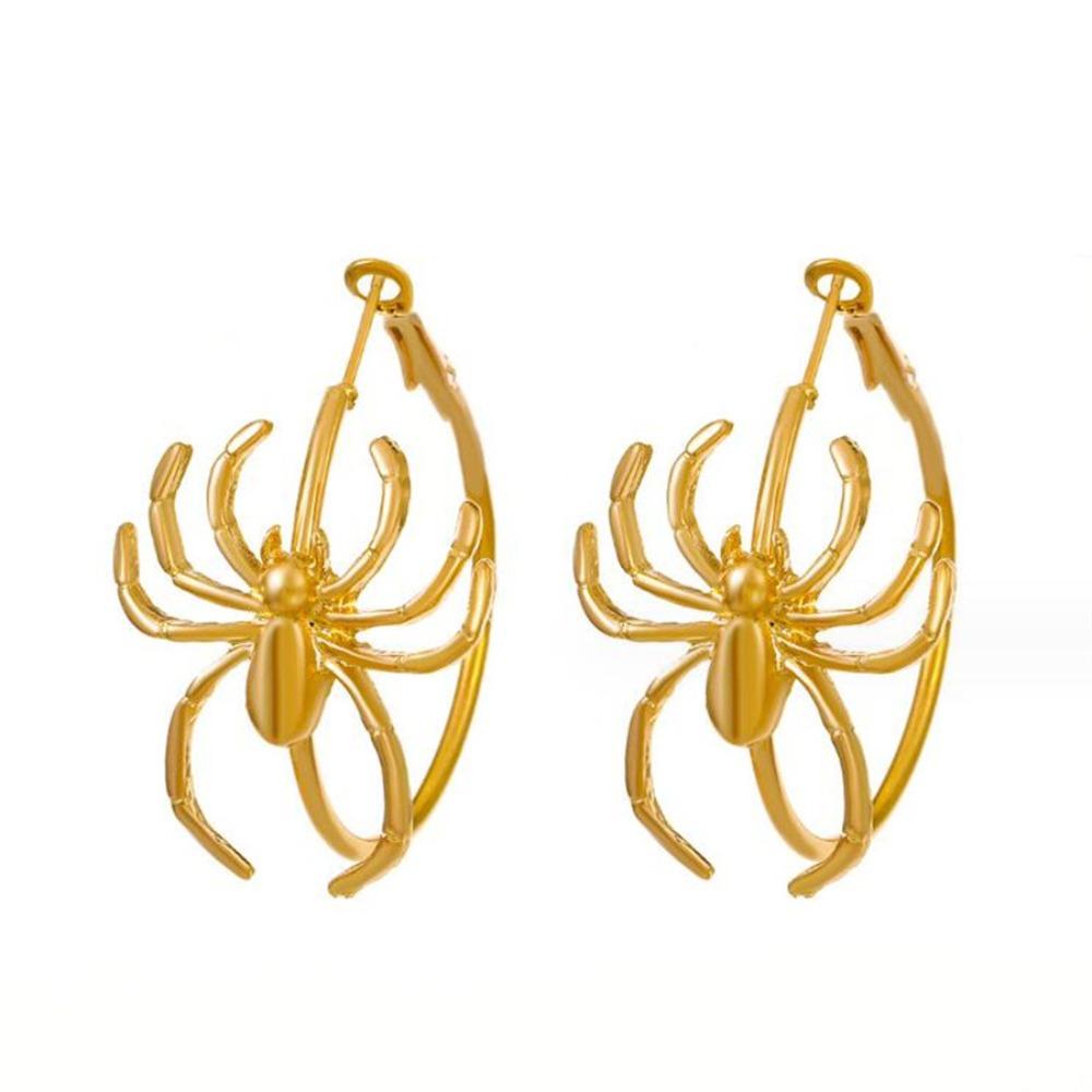 Gold Color Halloween Earrings Halloween Jewelry Hoop Dangle Earrings New Spider Earrings