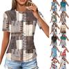 Women's T Shirts Fashion Casual Tops Round Neck  Short Sleeve Printed Tunic