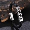 Men's Punk Style Titanium Steel and Leather Bracelet - European & American Fashion
