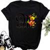 Custom Name Letter Combination Tops Fashion Women T-Shirt Rose Flower Heart Letter Font A B C D Short Sleeve Tees Black T-Shirt