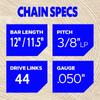 1/2/3/4pcs 12/11.5 Inch Electric Chain Saw 44 Drive Link 22 Cutter 3/8" LP Pitch .050" Gauge Chain Logging Pruning Wood Cutter Spare Parts