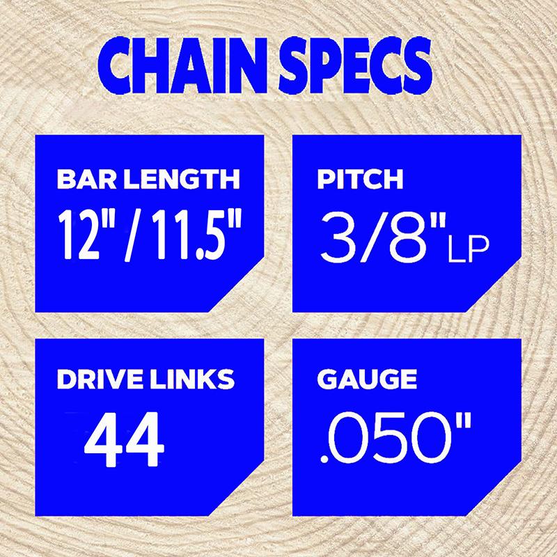 1/2/3/4pcs 12/11.5 Inch Electric Chain Saw 44 Drive Link 22 Cutter 3/8" LP Pitch .050" Gauge Chain Logging Pruning Wood Cutter Spare Parts