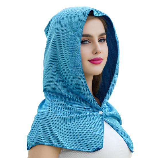 Cooling Hoodie Towel Neck Face Sun Protection Ice Towel Summer Hot Weather Breathable Sports Gym Workout Head Wrap Shawl