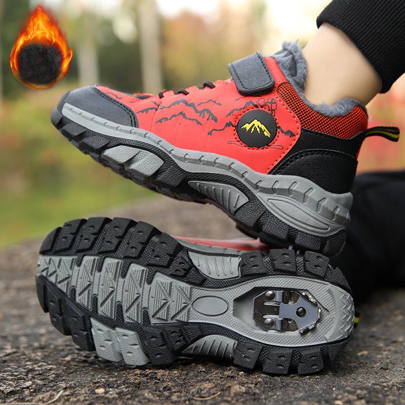 30-40 Children's Winter Large Fashion Outdoor Velcro with Velvet Warm Sports Shoes Cotton Shoes Snow Boots