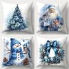 Christmas Decoration Pillowcase Santa Claus Snowman Pillow Case Suitable for Home Room Sofa Cushion Cover Friend Gift
