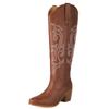 Western Women's Winter Knee High Boots Fashion Embroidery Cowboy Cowgrils Boot Wedges Heel Red Party Shoes Ladies Large Size 45