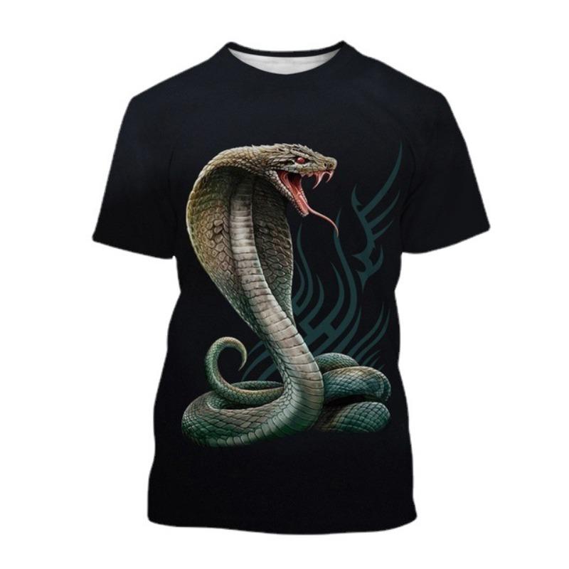 Cobra Series 3D Printed Men's Casual Short Sleeved T-shirt