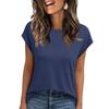 Women Work Casual Fashion Short-sleeved Round Neck Solid Color T-shirt Top