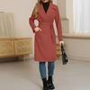 Women's Casual Fashion Solid Color Long-sleeved V-neck Tie Long Woolen Coat
