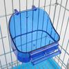 Transparent Bird Food Tray Bath Box Parakeet Caged Bird Bathing Tub with Standing Perch for Small Birds Canary Budgies Parrots