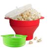 Silicone DIY Microwave Popcorn Bowl Bucket Red Popcorn Maker with Lid Chips Fruit Dish High Quality Kitchen Tools