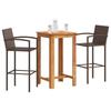 VidaXL 3-piece Garden Bar Set Brown Solid Acacia Wood Rattan, Outdoor Bar Table and Chairs, Set of 3295272