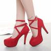 12CM High Heels Women 2025 New Round Toe Platform Women's Pumps Buckle Strap Sexy Stiletto High Women Shoes Zapatos De Mujer
