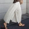 Linen Split Culottes Women's Spring and Summer Loose Casual Nine-point Pants Fake Two-piece Cotton and Linen Wide-leg Trouser Skirt
