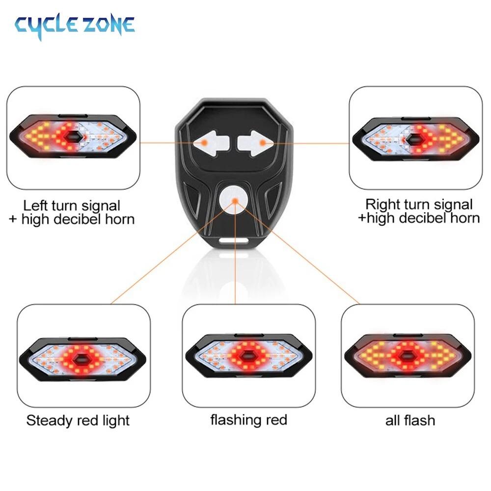 Wireless Remote Control Bicycle Turn Signal Rear Lamp USB Charging Bicycle Tail Lamp Turn Signal Light Night Riding Warning Lamp