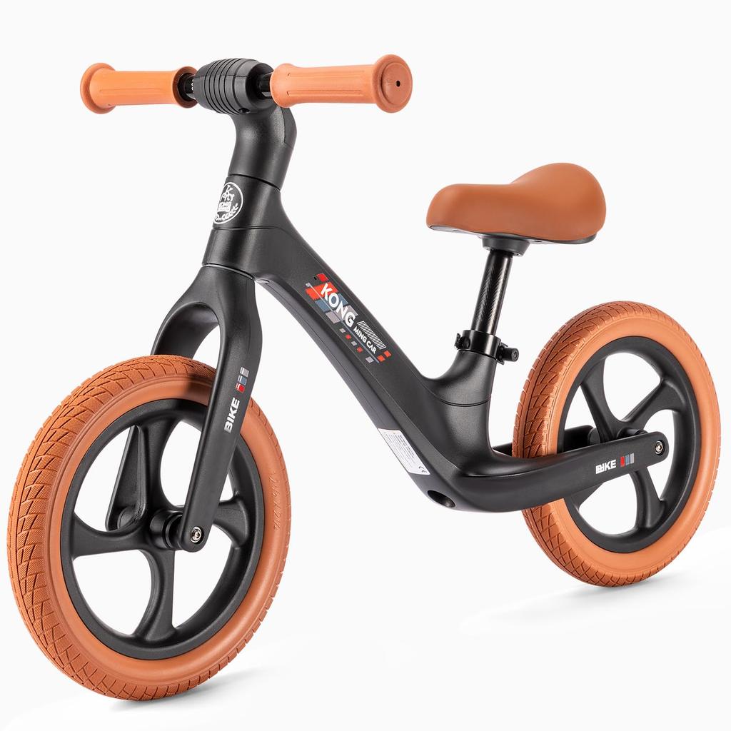 Kick Bike 2 To 6 Years Old 12 Inch Children Birthday Gift Infant Bicycle Without Pedal Black KONG MING CAR (S2000)