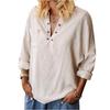 Cotton Linen Shirt Solid Color Long Sleeved Shirt Women's Top