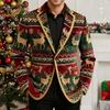 Men's Printing Corduroy Warm Pocket Suit Jacket Cardigan Men's Casual Suit