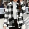 Women's Fashion Casual Long Sleeve Plaid Button With Pocket Jacket