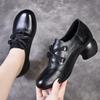 Spring and Autumn Head Layer Cowhide Single Shoes Women Thick Heel Soft Bottom Retro Leather Shoes