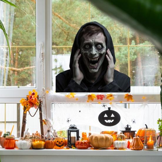 Funny Scary Peeper Creeper Sticker Scary Window Decals Realistic Halloween Window Sticker Static Cling Prank Gifts