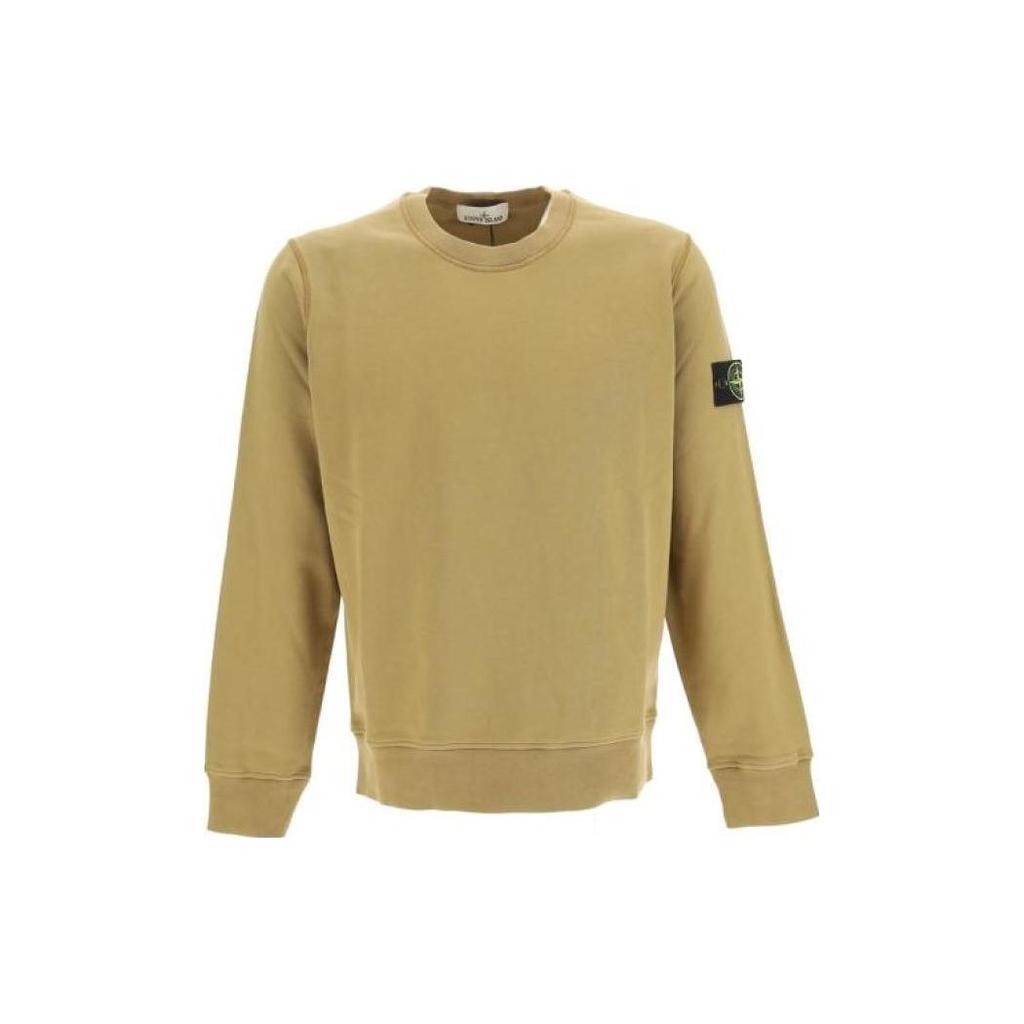 STONE ISLAND Garment Dyed Fleece Sweatshirt Dark Beige Men Tops Tan 101563051-V0098