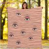 Evil Eye Blanket Turkish Nazar Spiritual Art Blanket Vintage Mid Century Flannel Blanket Sofa Chair Throw Blanket Travel Blanket