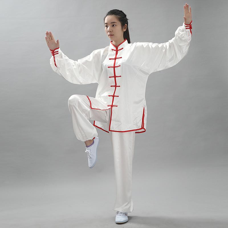 2Pcs/Set Unisex Button Placket Shirt Loose Solid Color Chinese Traditional Tai Chi Suit Kung Fu Wear Men Clothes