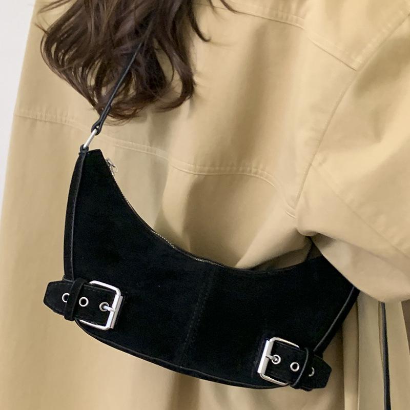 2025 Autumn New Korean Version Niche Sweet and Spicy Style Underarm Dumpling Bag Retro Crescent Moon Bag High Value Shoulder Bag