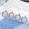 925 Sterling Silver Zircon Circle Piercing Stud Earrings For Women Wedding 2022 Trendy Fashion Jewelry Pendientes Eh767