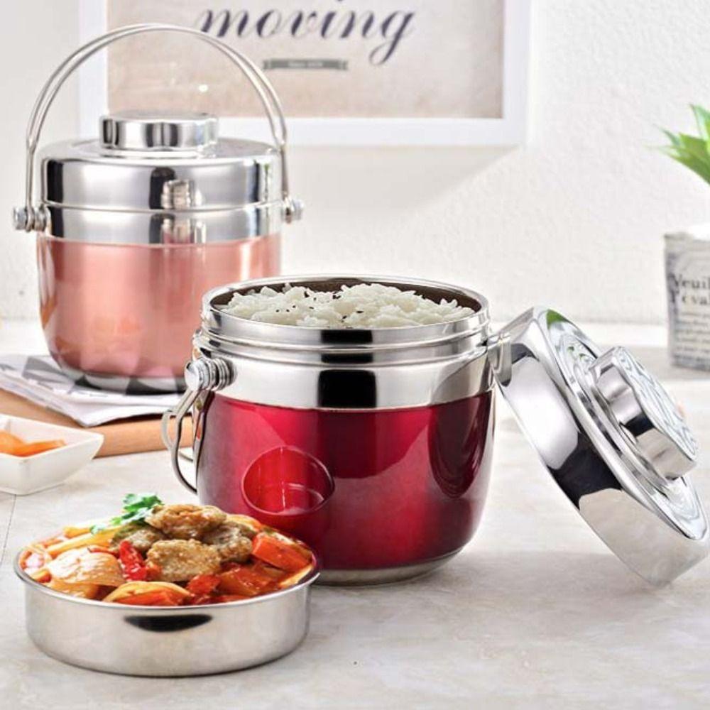 2 Layer Insulated Lunch Box 1200/1500ML Thermos Soup Jar Portable Thermal Food Container  School